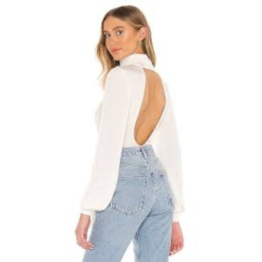 Free People Ivory Mock Neck Cutout Long Sleeve Bodysuit M